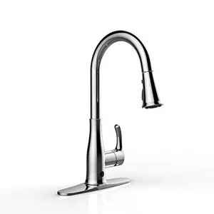 Gelombang Sensor Satu Pegangan Touchless Keran Dapur Tinggi Arc 2-Fungsi Kitchen Sink Faucet Brushed Nikel Satu & 3 Lubang Dek Gunung