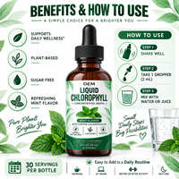 Gouttes de chlorophylle liquide au cuivre, saveur menthe, à base de plantes, soutien quotidien au bien-être pour adultes, OEM ODM, approvisionnement en gros