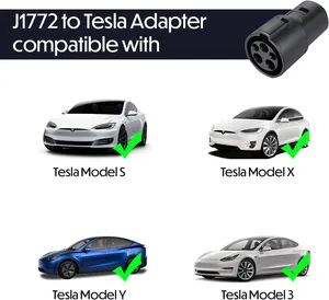 SAE J1772 ל-Tesla מתאם טעינה קל לנשיאה 60Amp 250V AC תואם דגם 3/S/X/Y מתאם מטען EV לרכב חשמלי