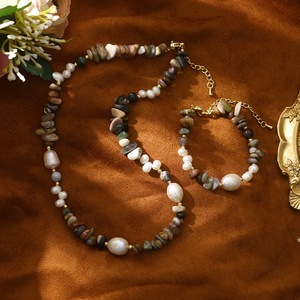 Gioielli Boho in Pietra Naturale, Collana e Bracciale con Perline in Stile Europeo e Americano, Regalo per Madre, Fidanzata, Amiche - Product Image 1