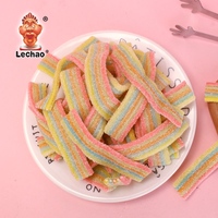 Lechao Factory Sour Licorice Chewy Gummy Candy Supply Halal Bulk Fruit Flavor Sour Belts With Sugar Coating for Sale