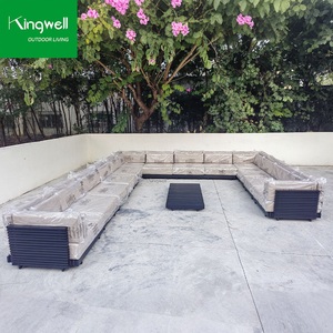 أثاث خارجي فاخر من الألومنيوم مقاوم للعوامل الجوية، طقم أريكة على شكل حرف L للفنادق والفيلات والحدائق والساحات - Product Image 5