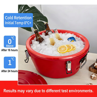 Ensemble de seaux à boissons ronds, seaux à glace pour le camping, support pour bouteilles, refroidisseur de boissons en acier inoxydable, récipient de stockage alimentaire, refroidisseur de vin et de bière