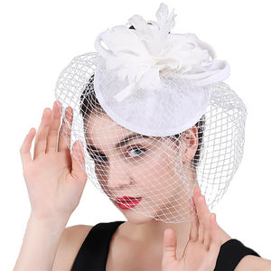 Le plus récent Portrait personnel Sinamay White Church Hats Mysterious Veil Bride Wedding Hats - Product Image 3