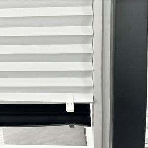 White Fabric Pleated Paper Shades Blinds Built-In Installation Simple Style for Everyday Use Vertical Pattern Shutter <strong>Windows</strong> - Product Image 2