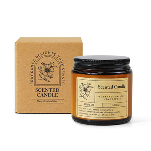 Etiqueta personalizada ámbar marrón vela <span class=keywords><strong>de</strong></span> vidrio tarro velas perfumadas para marca propia - Product Image 2
