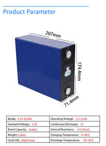 แบตเตอรี่ลิเธียมไอออนแบบแท่งปริซึม 3.2V Solar Lifepo4 <span class=keywords><strong>ความ</strong></span>จุ 314ah รุ่น Calb 314ah ชุดแบตเตอรี่สำรองพลังงานสำหรับบ้านแบบชาร์จได้ - Product Image 2