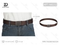 Cinturón de hombre con hebilla de hierro, tejido acanalado, 4.0 cm x 125 cm, color café, cinturones metálicos - Product Image 3