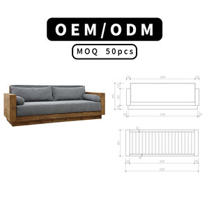 Divano in Legno per Ristorante e Soggiorno <span class=keywords><strong>con</strong></span> Rivestimento Rimovibile, <span class=keywords><strong>Mobili</strong></span> in Legno Recuperato Stile Wabi Sabi - Product Image 1