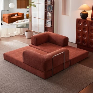 Canapé-lit <span class=keywords><strong>pliable</strong></span> en tissu avec structure en métal minimaliste italien pour petit appartement, salon, chambre à coucher, canapé double 3 places - Product Image 4