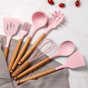 Espátula de silicona, espátula antiadherente de grado alimenticio, cuchara, pinzas para alimentos, brocha para aceite, raspador, espátula plana, juego de espátulas ranuradas - Product Image 4