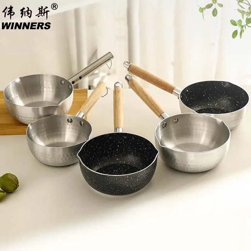 WINNERS japan style saucepan stock pots with wooden handle stainless steel sauce pot pot milk pan