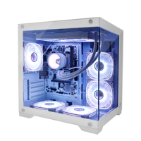 Full Tower MicroATX Steel Pillar Less Esports Gaming Computer Case with Panoramic Side View-Stock