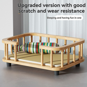 Árbol rascador moderno de <span class=keywords><strong>madera</strong></span> maciza ecológico, el más vendido al por mayor, para gatos y perros, con cama grande y gruesa lavable para mascotas. - Product Image 1