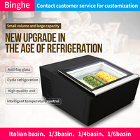 BingHe SMART-03B Mini Vitrine Réfrigérée Commerciale à Température Unique pour Crèmes Glacées, Modèle de Comptoir avec Porte Française, Autocollants Personnalisables Intégrés