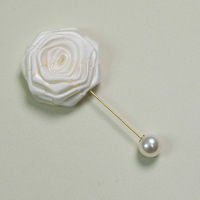 Perle coréenne Rose alliage plaqué or broche longue aiguille Corsage collier broche costume robe accessoires
