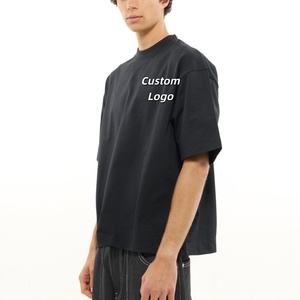 Fournisseur en vogue T-shirt vierge <span class=keywords><strong>noir</strong></span> 100% jersey de coton tricoté lourd 350 g/m² pré-rétréci imprimé animal coupe carrée courte et oversize - Product Image 2