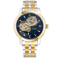 Montre mécanique automatique pour homme, cadran semi-squelette, acier inoxydable, montre-bracelet de style business, logo personnalisé, étanche, montre-bracelet pour homme