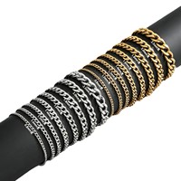 Bracelet chaîne cubaine en acier inoxydable poli à bord plat pour hommes et femmes, accessoires streetwear anti-ternissement, vente en gros