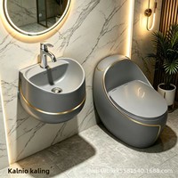 WC monobloc en céramique coloré en forme d'œuf, à siphon, avec abattant à fermeture douce, de luxe léger, à poser au sol, à chasse d'eau à double bouton-poussoir