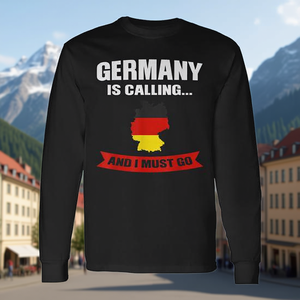 Germany Is Calling And I Must Go Long Sleeve T-Shirt Germany <b>Map</b> Design - Product Image 3