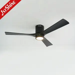 1stshine LED Ceiling Fan Solid Wood Blades Decorative 52 Inch Flush Mounted Ceiling Fans With LED Light
