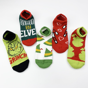 <span class=keywords><strong>Calcetines</strong></span> tobilleros navideños para parejas, novedad de 2023, venta al por mayor, creativos, terciopelo Coral, dibujos animados, <span class=keywords><strong>Grinch</strong></span>, regalo - Product Image 3