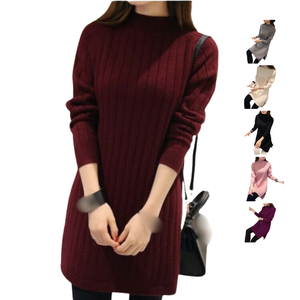 Neue Mode Lässiger Loser Einfarbiger Koreanischer Pullover Modisches Einteiliges Langes Wollkleid für Damen Koreanische Kleidung für Frauen - Product Image 1