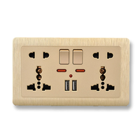 Prise murale USB noire universelle à 10 broches, multiprise avec prises britanniques et prises électriques