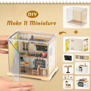 Adultes Adolescents DIY Miniature House <span class=keywords><strong>Kit</strong></span> LED Dollhouse Furniture Figures Home Kitchen Mini Model for Decorative Building Mini House - Product Image 6