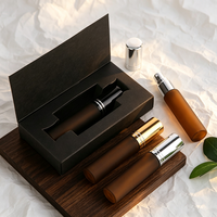 Atomiseur de parfum en verre ambré givré vide de 10 ml avec boîte en papier personnalisée, flacon d'échantillon de parfum pour l'emballage de marque