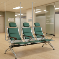 Chaises modernes et durables à 3 places en acier pour système de perfusion IV en milieu hospitalier, grande capacité, avec rails de rangement, pour usage scolaire, écologiques