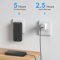 12000mAh Li-Polimer Pil Güç Bankası, Dahili AC Priz, LED Ekran, Type-C Arayüz, Çift Kablo ve 22.5W Hızlı Şarj Adaptörü