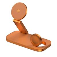 Soporte de Carga Inalámbrica Rápida Magnético Plegable QI2.2 de $9.9, Compatible con la Serie iPhone, Apple Watch y AirPods - Naranja