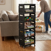 Chariot de rangement 5 niveaux pour fruits et légumes, design tendance, avec roulettes, pour cuisine et îlot de cuisine