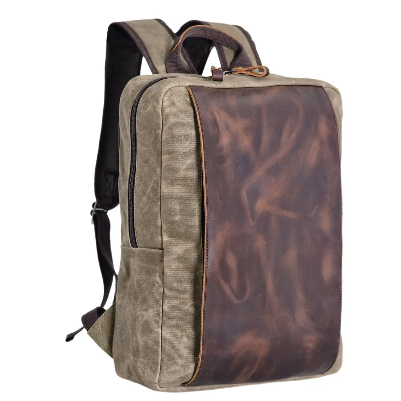 Outdoor Travel Hiking Backpack Casual Fashion Men's Bag Batik Canvas Cowhide Backpack Retro Trend Casual Backpacks