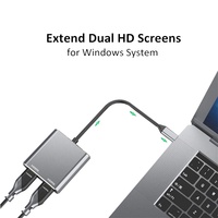 Adaptateur HUB vidéo USB-C vers double HDMI compatible 4K 60Hz pour extension d'écrans, compatible MacBook Pro/Air, ordinateur portable, téléphone portable, tablette