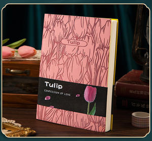 LABON – carnet de notes A5 en cuir à motif de fleur en relief avec bande ventrale - Product Image 4