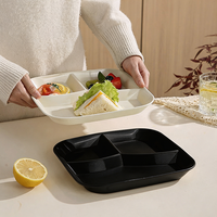 Assiettes carrées en plastique à 3 compartiments de 25,5 cm pour enfants, adaptées au micro-ondes, pour une alimentation saine et la perte de poids, idéales pour le camping
