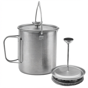 Cafetière à piston en titane écologique avec tasse et théière – Ustensiles de cuisson pour le <span class=keywords><strong>camping</strong></span> en plein air - Product Image 1
