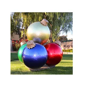 Boule d'acier inoxydable de décoration extérieure 80cm 100cm 120cm taille différente personnalisée grande boule de Noël en acier de paysage