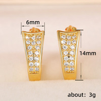Kadınlar için Kübik Zirkonya Taşlı Huggie Halka Küpeler, 6mm, Altın Kaplama Pirinç Ajurlu Halkalar, Altın