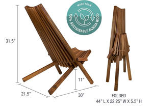 Elegante Sedia Pieghevole in Legno per Interni ed Esterni, Ideale per Patio, Veranda, Prato e Giardino - Product Image 4