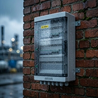 CHHP08-2 Caja de Distribución Combinadora Solar Fotovoltaica de CC de 8 Entradas y 2 Salidas, 1000V, ABS, IP65, CE, IEC, para Exterior, 15A, Híbrida con Bloqueo