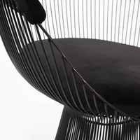 Chaise de salle à manger moderne de luxe en velours noir réglable contemporaine avec pieds en métal pour la maison salon