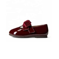 Chaussures de princesse classiques en cuir verni bordeaux à nœud Mary Jane personnalisées en usine pour enfants et filles