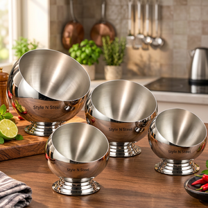 Stainless Steel Serving <b>Bowl</b> Round Open Top Metal <b>Dessert</b> <b>Bowl</b> Kitchen Candy Snack Container - Product Image 4