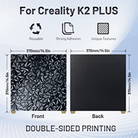 Pelat Cetak PEI Bertekstur Dua Sisi 370*370mm untuk Creality K2 PLUS, Alas Magnetik Baja Pegas Fleksibel dengan Daya Rekat Tinggi