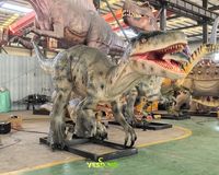 Modèle de dinosaure Velociraptor animatronique grandeur nature de 4 m en caoutchouc de silicone pour utilisation en intérieur et en extérieur dans les parcs d'aventure