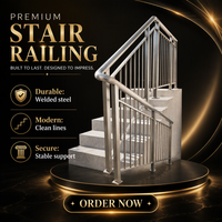 Rampe d'escalier en acier inoxydable soudé, pour intérieur et extérieur, balcon, main courante d'escalier, SS304 SS316, tube carré noir sur mesure